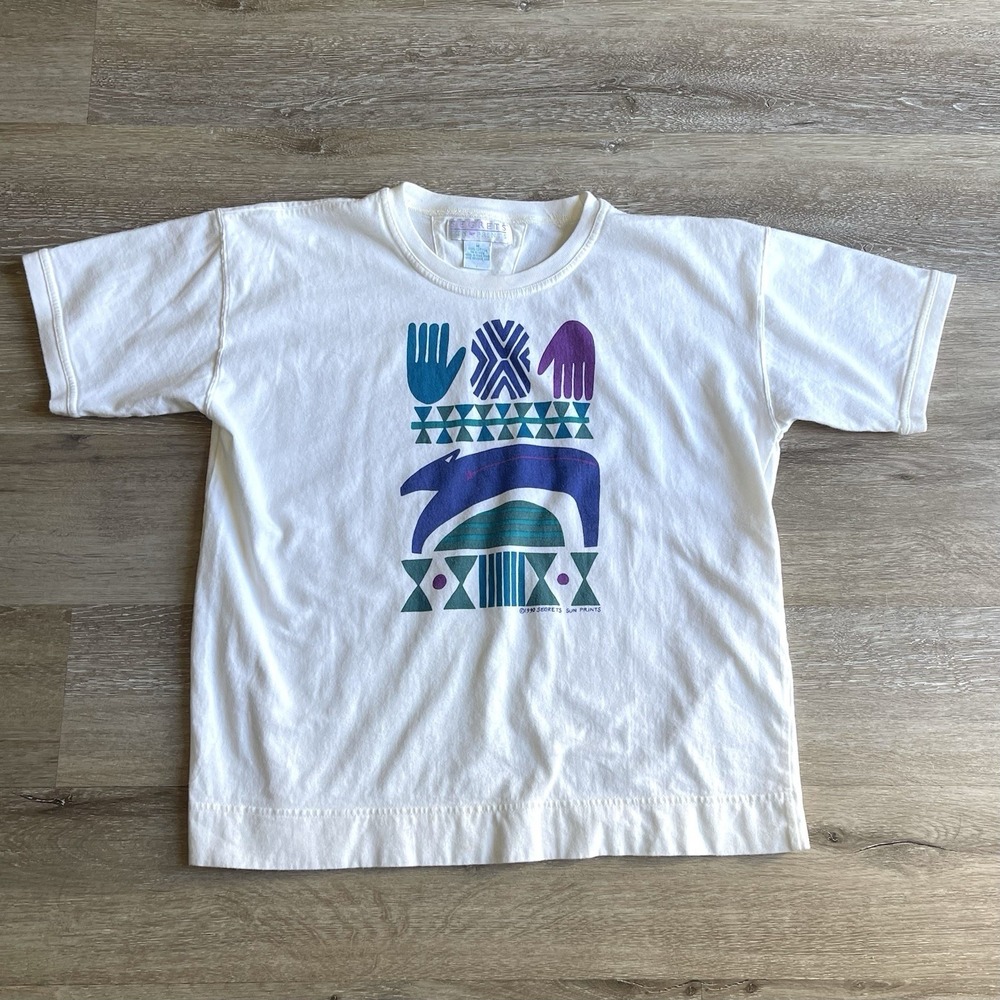 Vintage 90s Segrets Sun Prints Tribal Graphic T-Shirt Single Stitch Medium